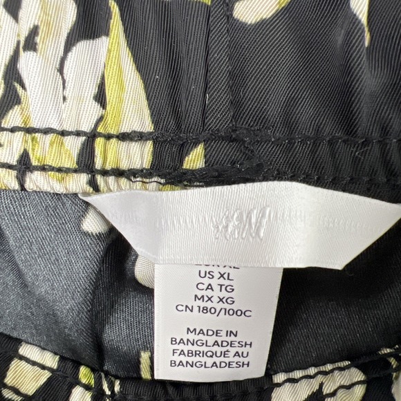 H&M Wide Leg Pants Womens XL Black White Relaxed Party Casual Travel Packable - Picture 3 of 14